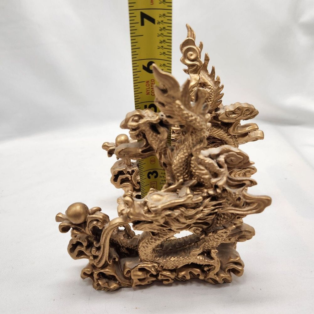 Pair of Feng Shui Chinese Dragon Statues Fgurines Decorations - Picture 12 of 13